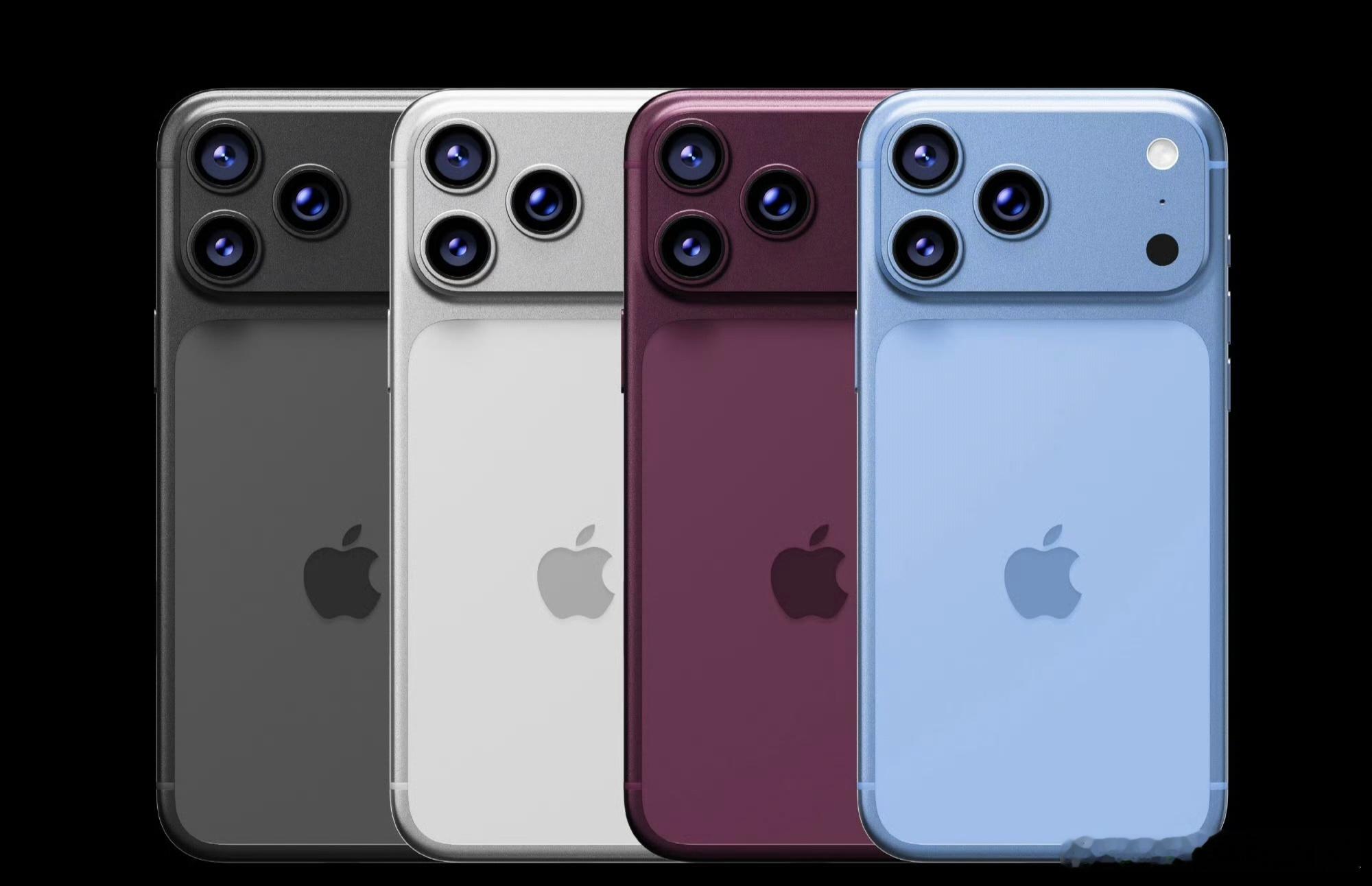 iPhone18Pro蓝色曝光黑色、银色、酒红色、浅蓝四款颜色。我喜欢银色还有浅