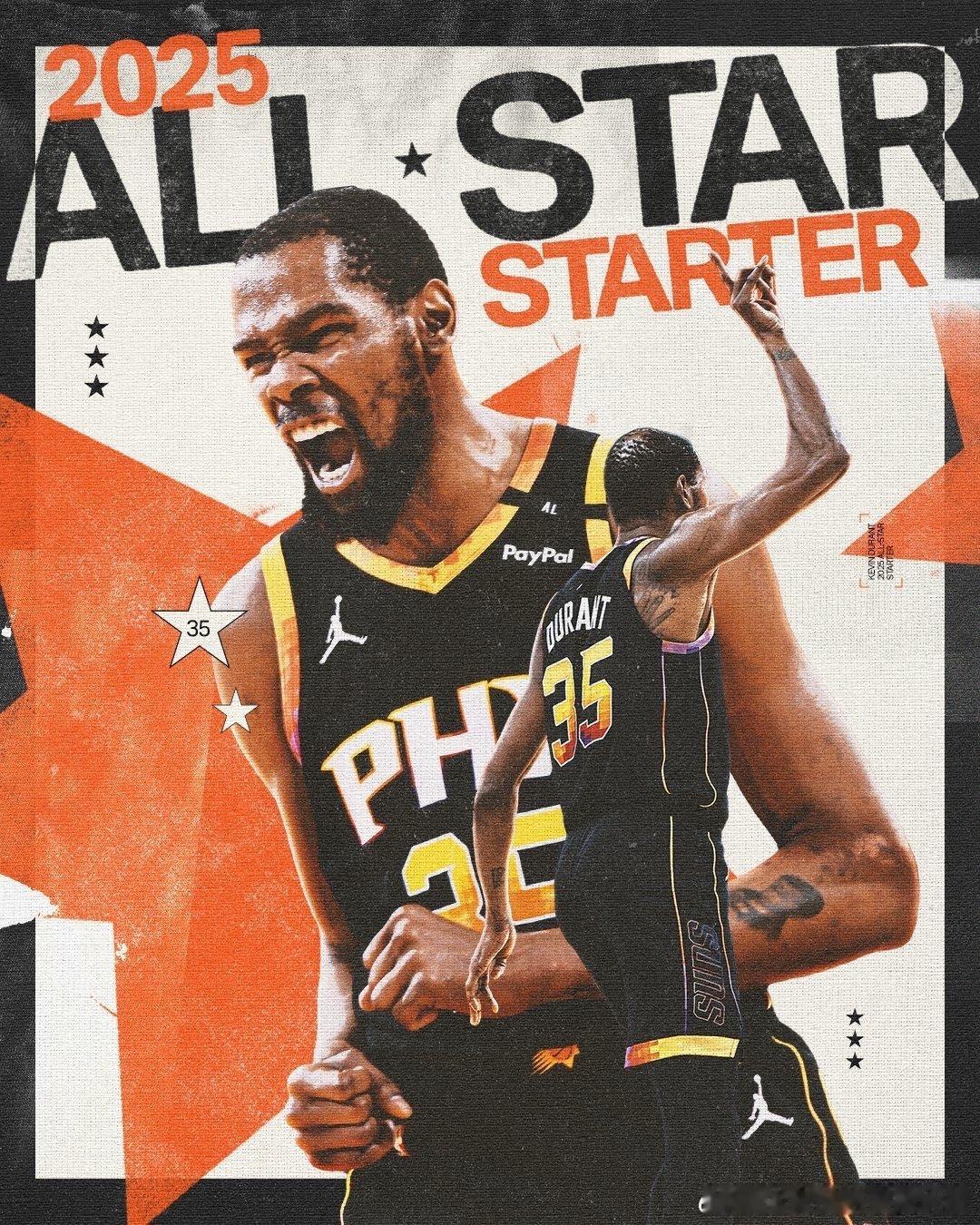 ⭐️生涯第15次全明星⭐️恭喜阿杜，成为2025年NBA全明星西部首发！🐐🐐