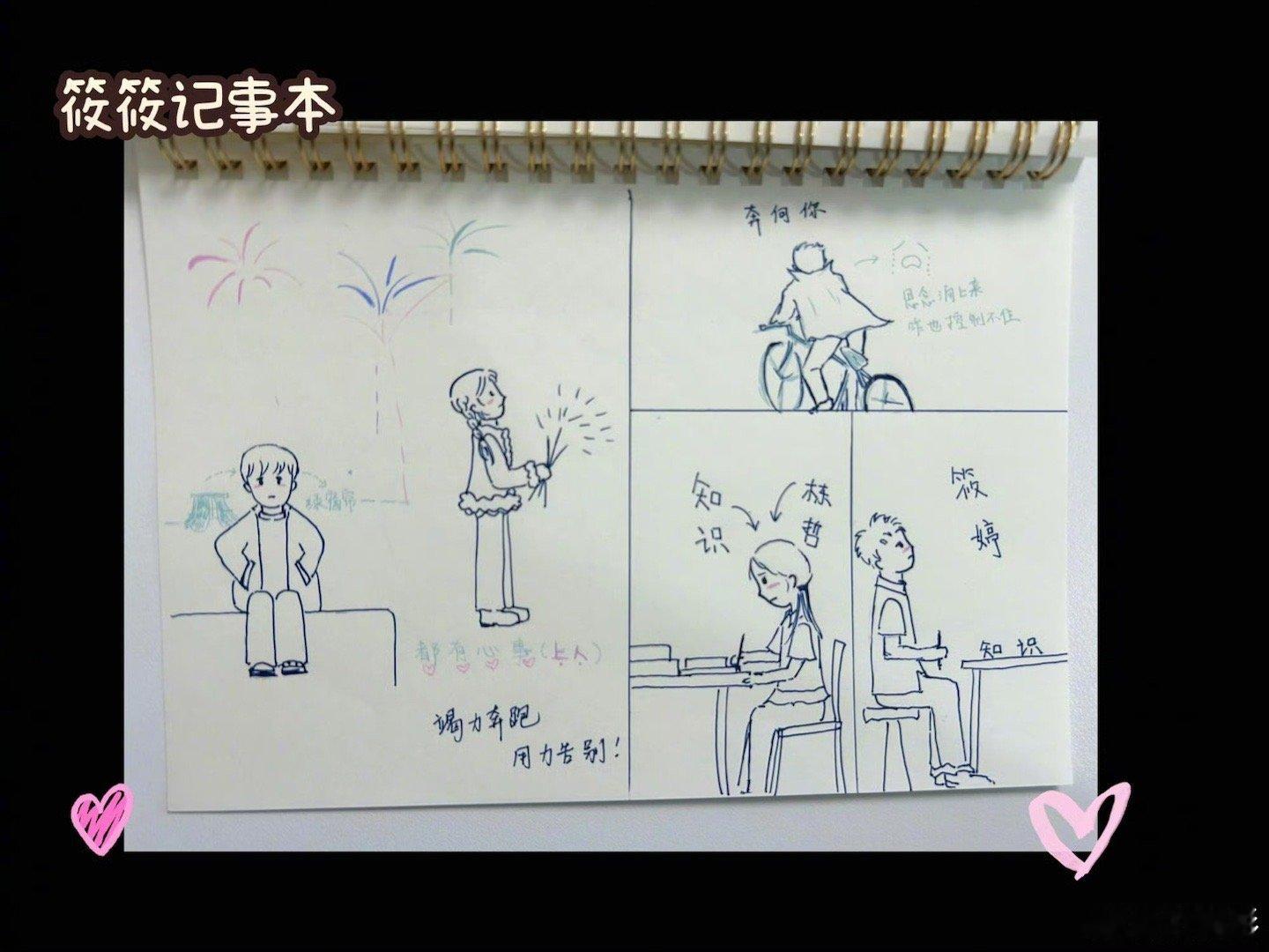 #关晓彤画的庄筱婷林栋哲# 关晓彤画了《小巷人家》庄筱婷林栋哲的名场面，真的好温