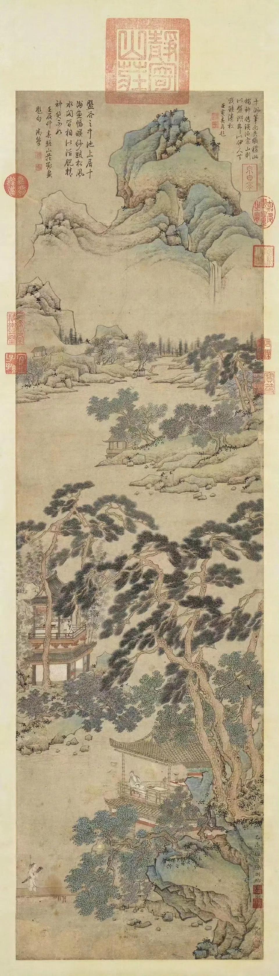 明   仇英   竹楼图