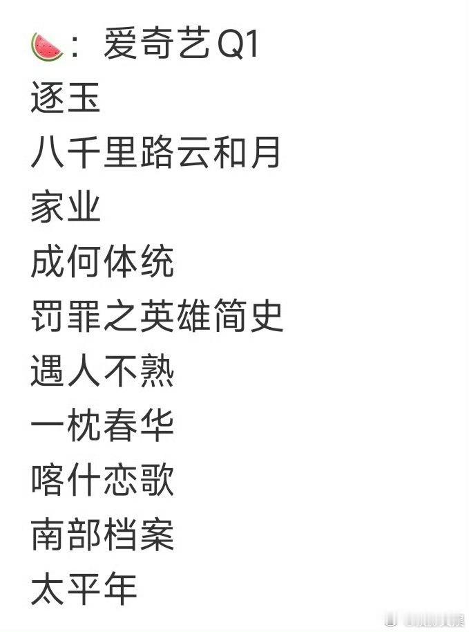 爱奇艺q1排播剧集，可以可以，