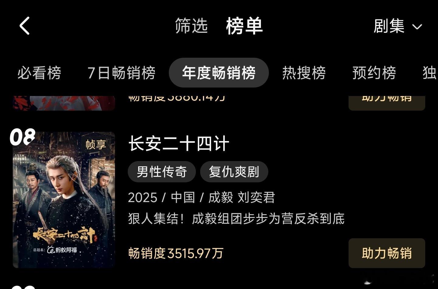 长安二十四计收官礼长安二十四计站内年度畅销榜已升至第8位。 