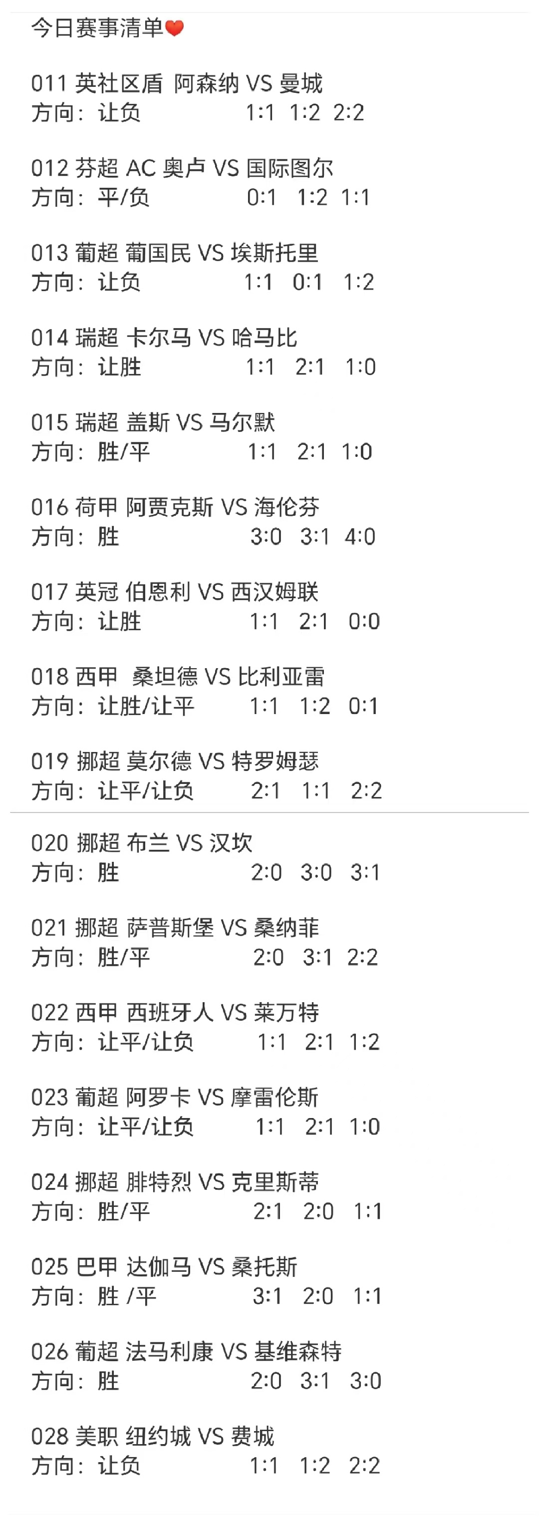今日晚场赛事清单