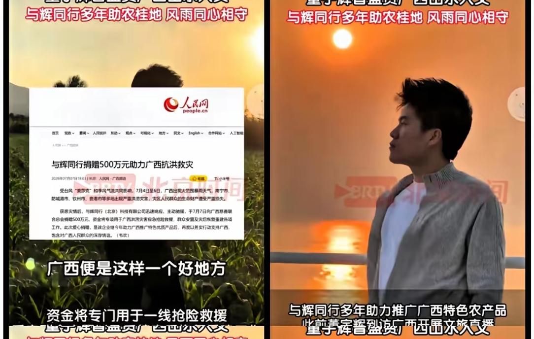 小米捐物款我不会意外。
蜜雪冰城出力同样，不意外。
真正一下戳破我防线的是与辉同