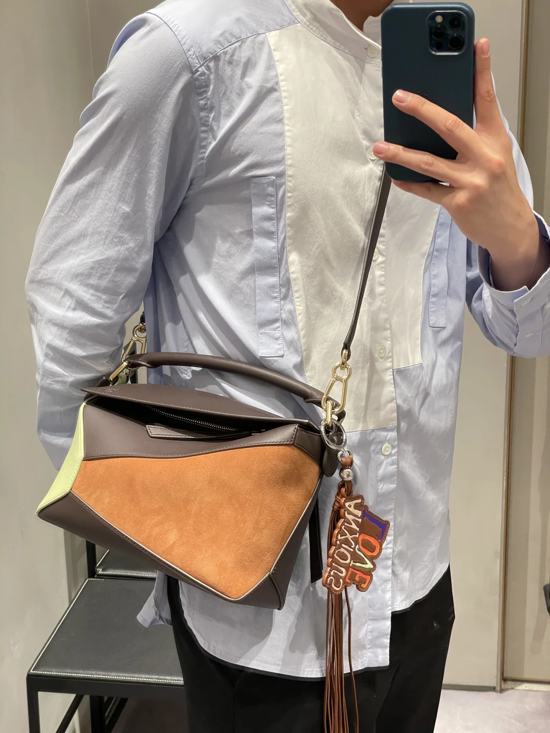 罗意威 新款puzzle小号 麂皮拼巧克力色😍