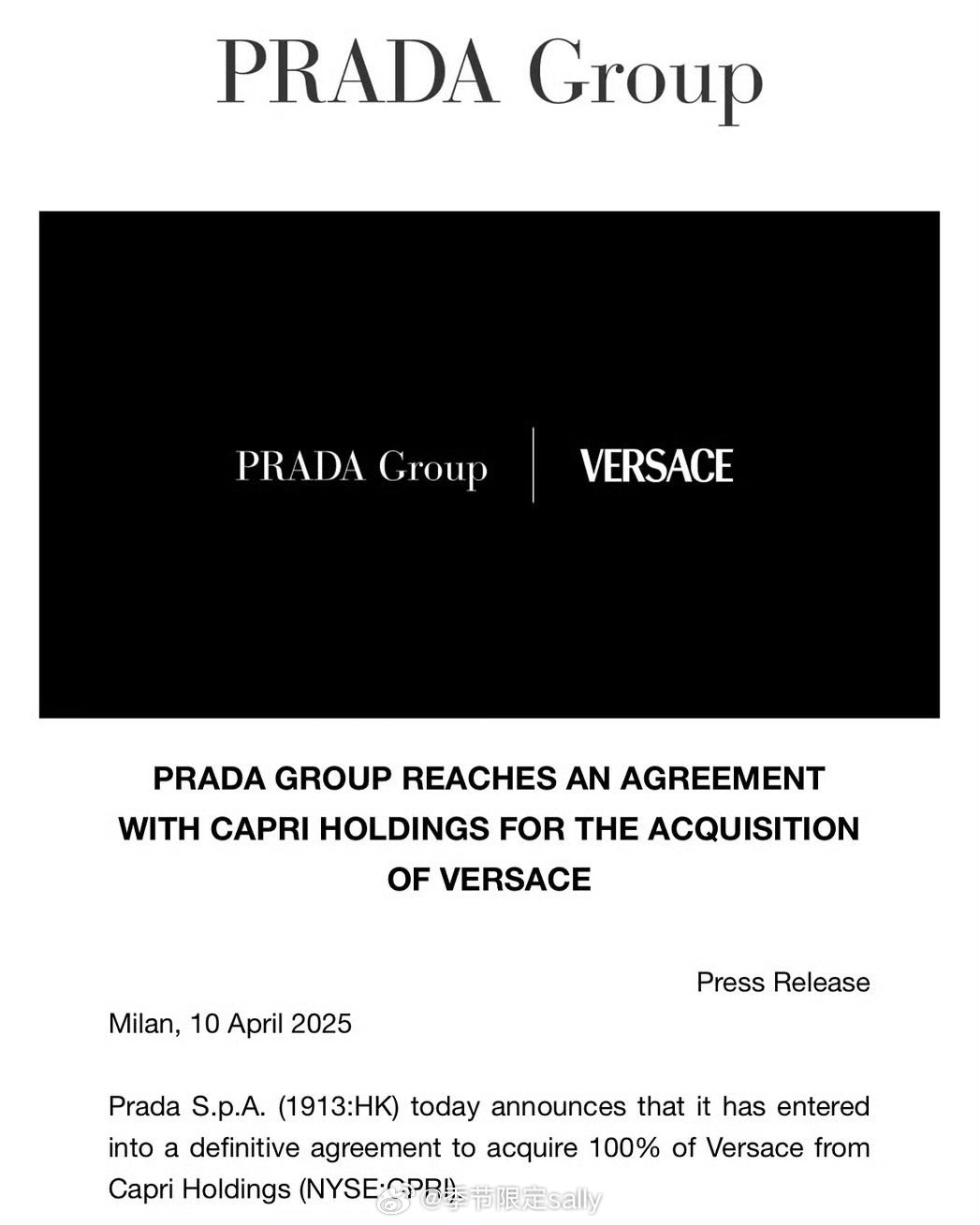 Prada正式收购范思哲[哆啦A梦吃惊] ​​​