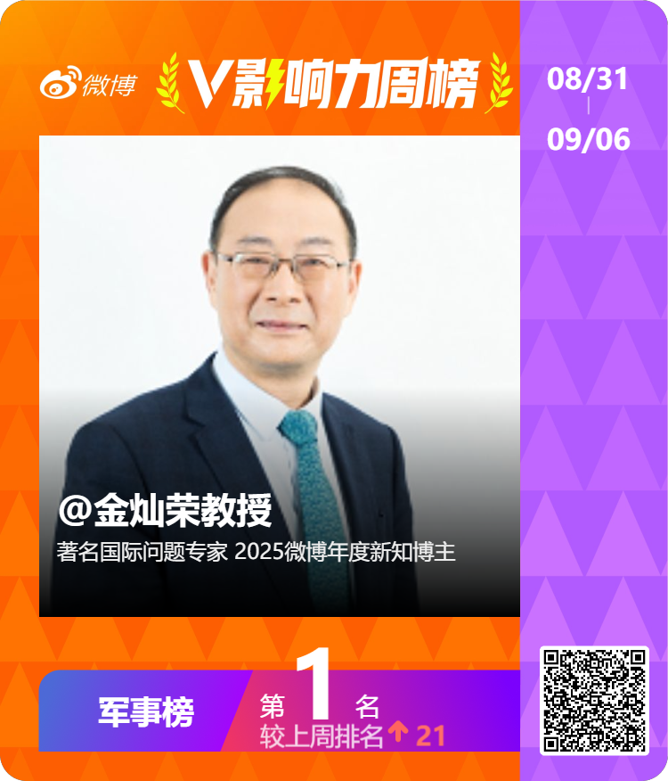 【#V影响力榜# 2026年第36周】「军事周榜」揭榜啦！恭喜获得榜单前三名。点