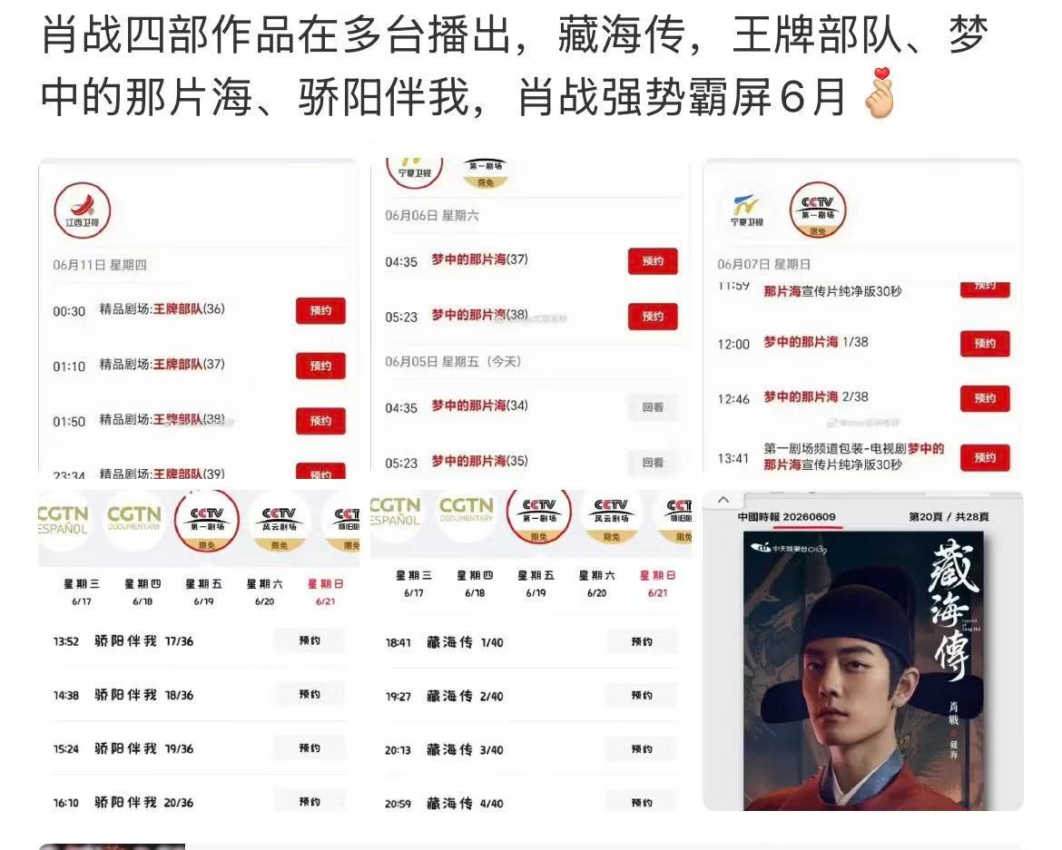 肖战四部作品在多台播出 肖战四部作品多台播出 肖战四部作品在多台播出 
