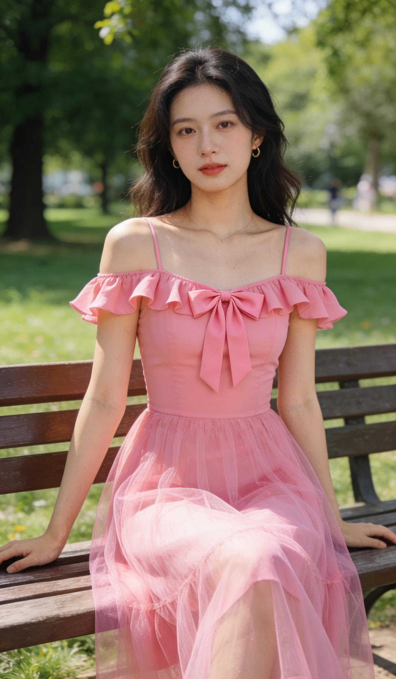 全粉纱裙+甜美元素，这一身把夏日少女感拉满
这是一套适配春夏户外场景的穿搭，核心