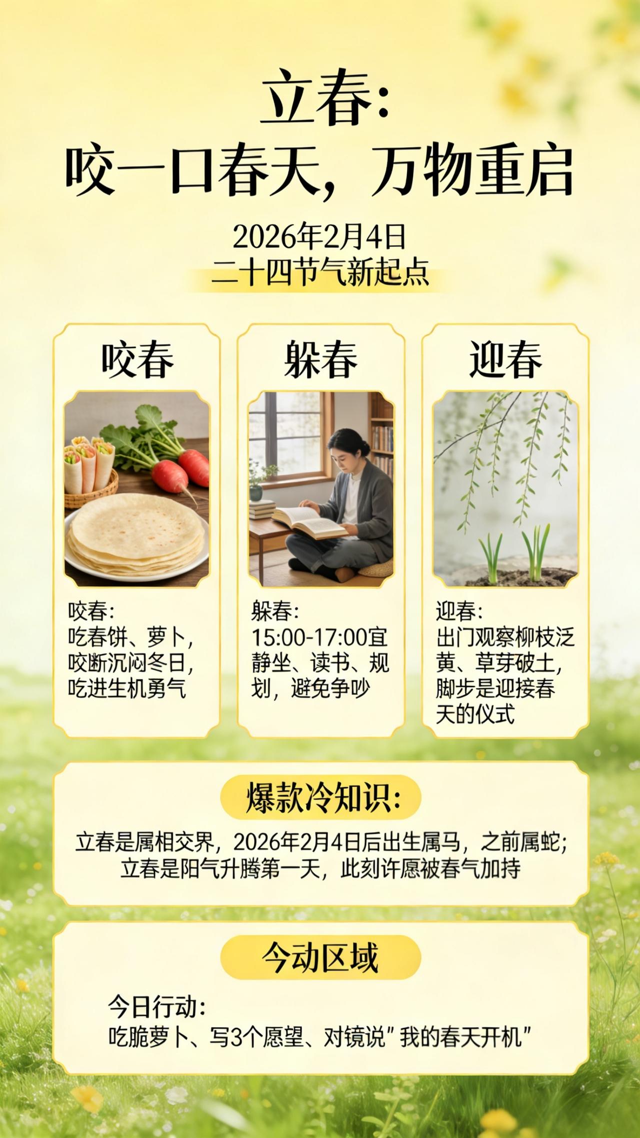 立春：咬一口春天，万物重启，2026年的好运气正排队赶来！

今日2026年2月