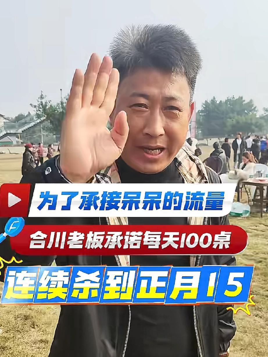 合川政府和文旅这回也是拼了，

为了接住呆呆这波流量，

直接喊话每天免费100