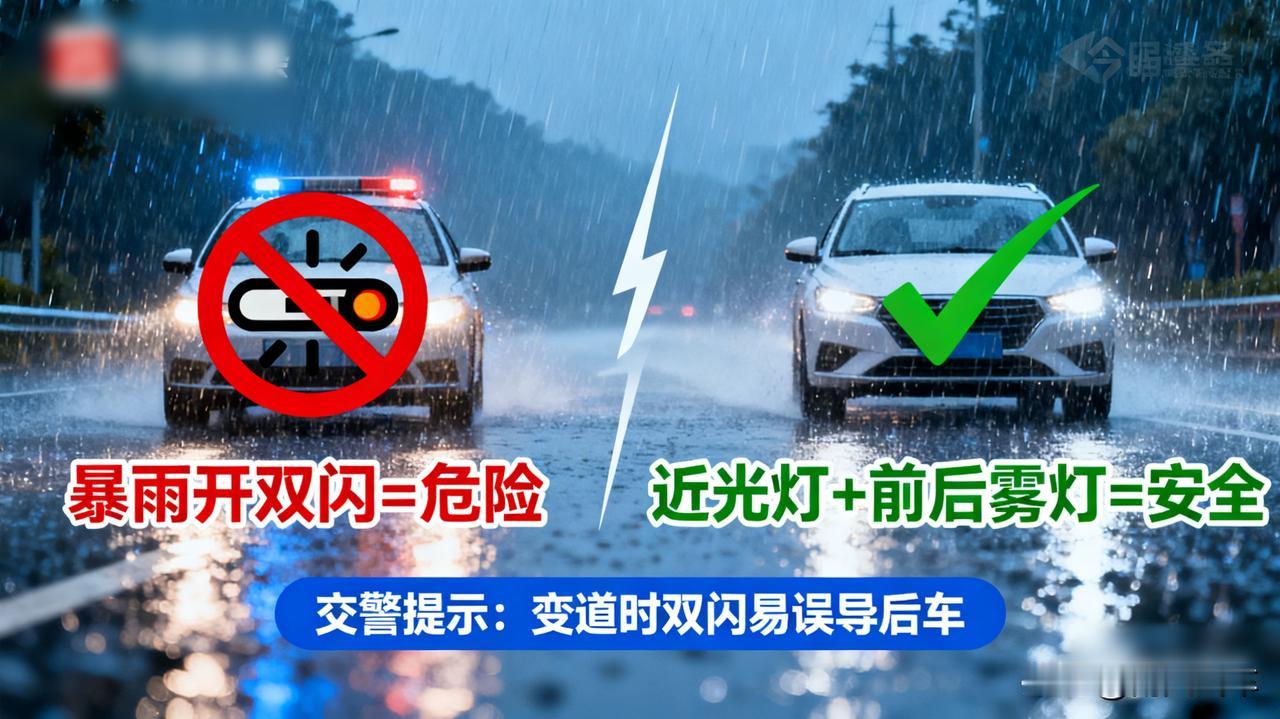 暴雨天开车，双闪和雾灯到底该开哪个？交警：很多人都搞错了！

记住一句话：双闪是