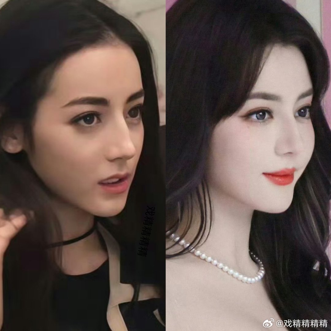 迪丽热巴换妆发了以前巴长那样，现在长这样，苹果肌变的好饱满呀