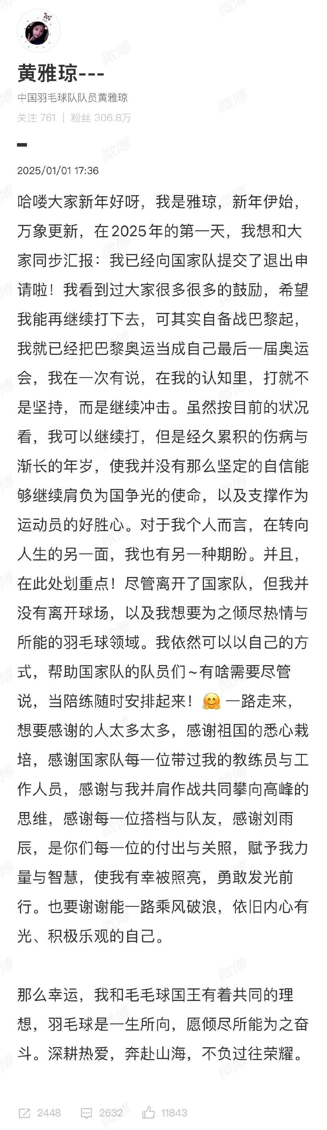 【黄雅琼申请退出国家队 黄雅琼曾是中国羽毛球队的重要成员之一，特别是在混双项目上