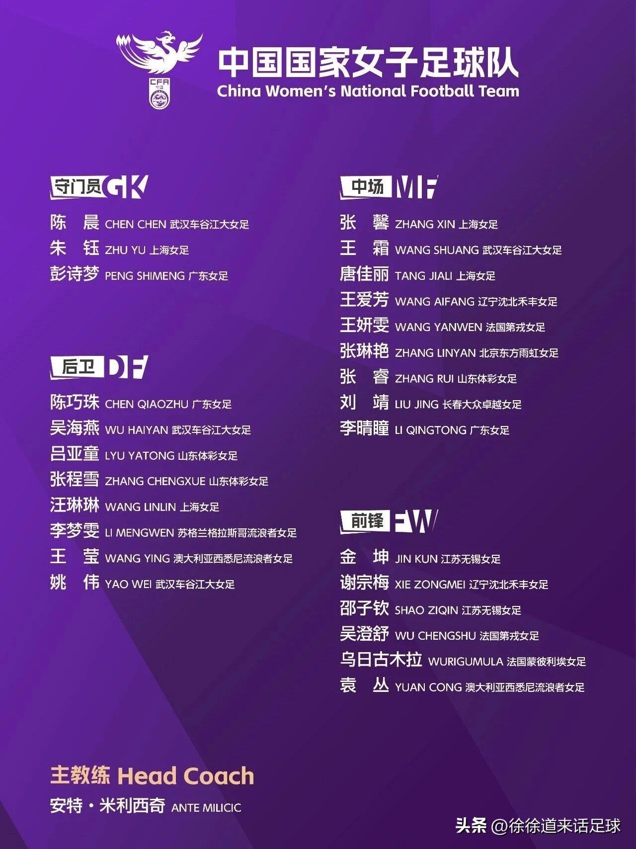 🇨🇳 中国女足小组赛赛程（北京时间）
​​- 3月3日（周二）16:00 中