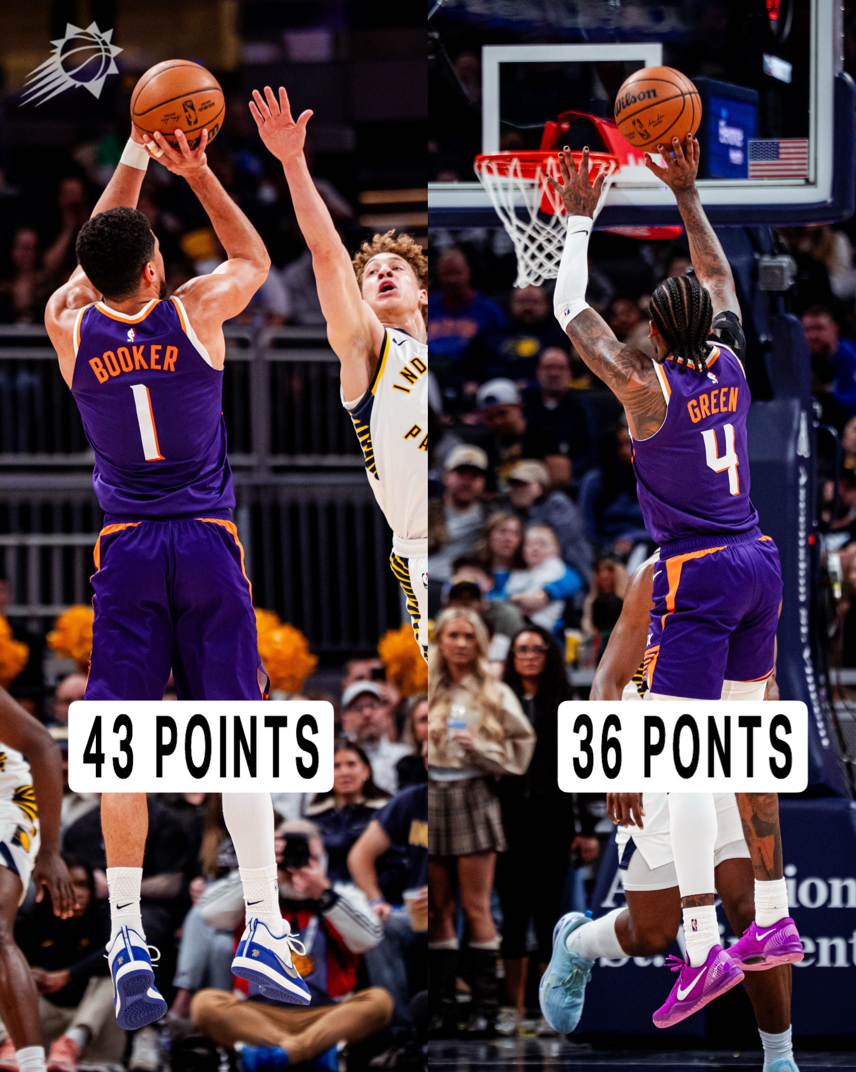 太阳后场双枪在步行者身上爽刷nba