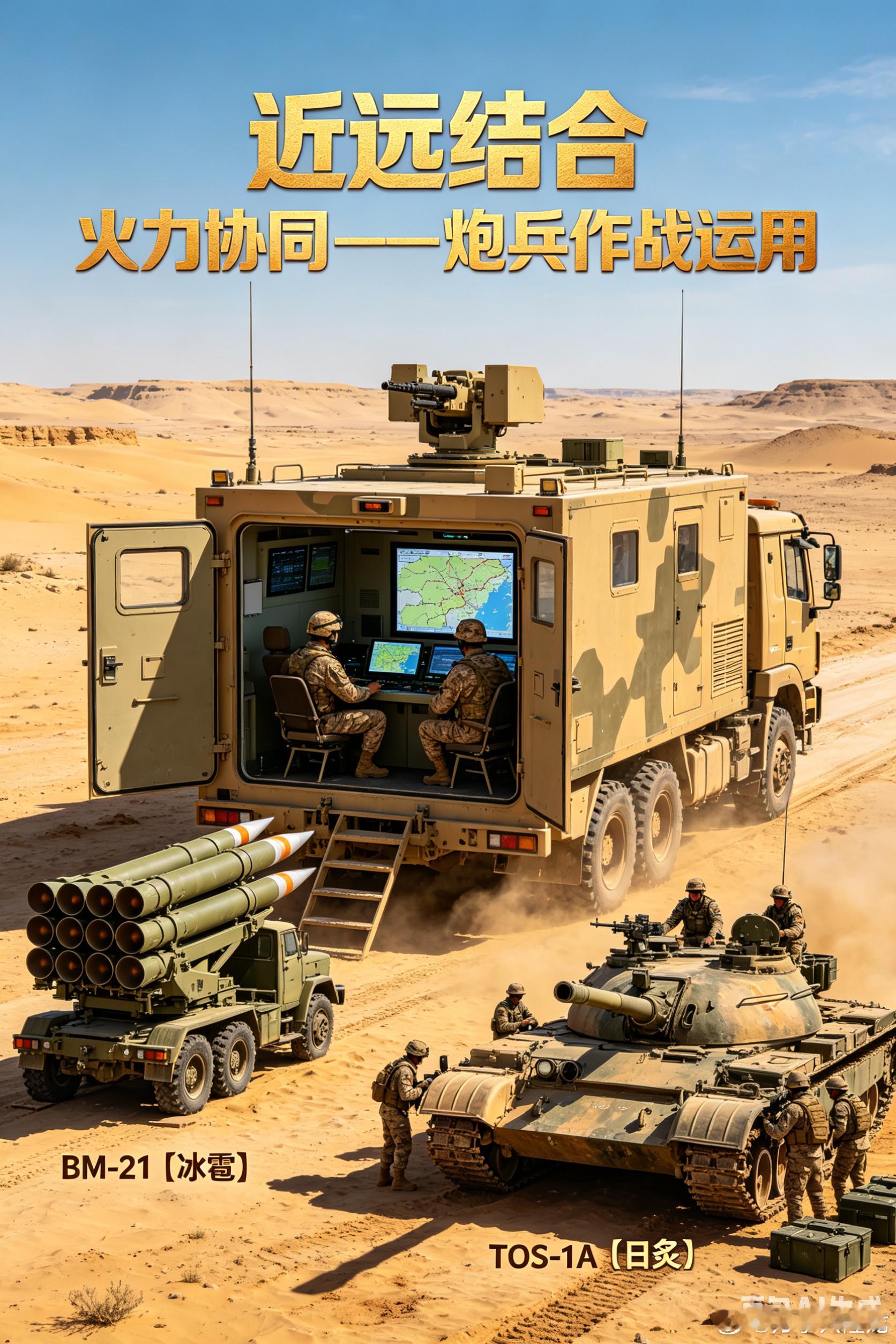 沙漠双煞：伊拉克陆军的火箭炮组合在伊拉克的沙漠战场，180门火箭炮，是陆军最可靠