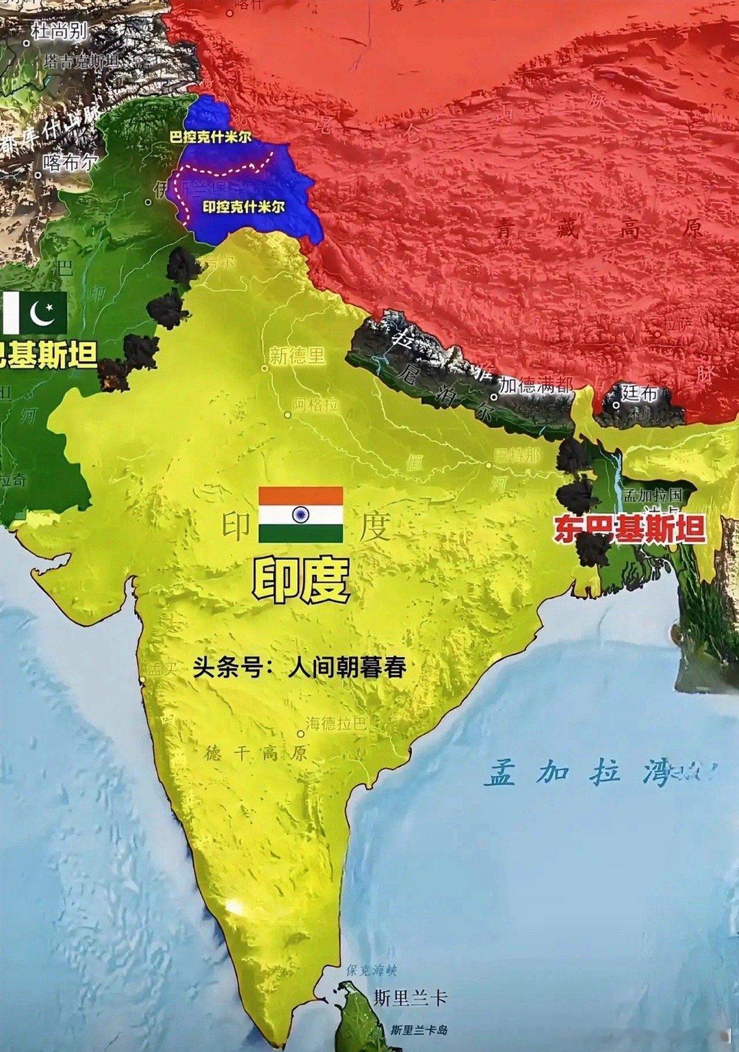 克什米尔地区面积还不小啊，足足有19.5万平方公里。整个完整的克什米尔地区由4大