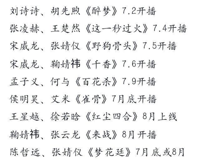 下个月好多剧要开播 