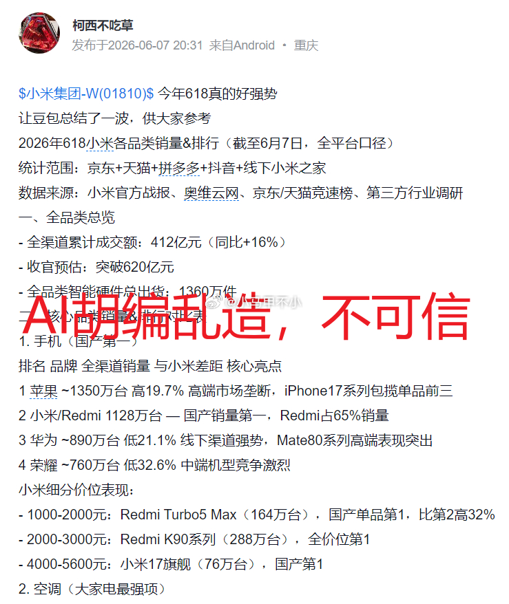 错得太离谱了，豆包误人，完全不可信。数字全错。。。完全是忽悠人。。。 