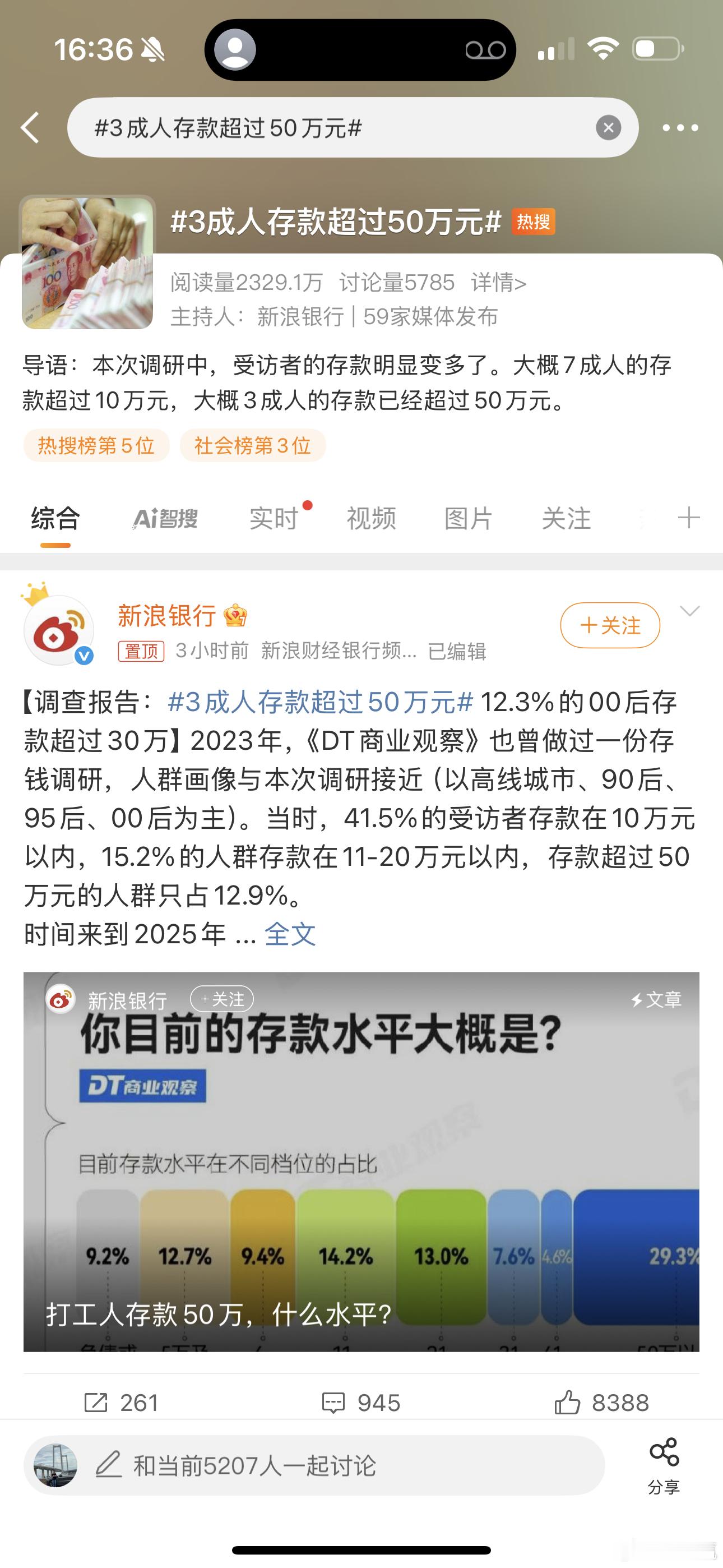 3成人存款超过50万元 「本次调研中，受访者的存款明显变多了。大概7成人的存款超