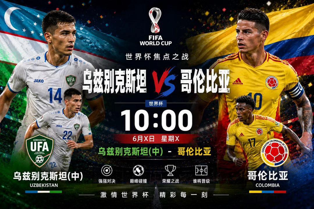🏆 世界杯 10:00乌兹别克斯坦vs哥伦比亚 🇺🇿 乌兹别克斯坦(中) 