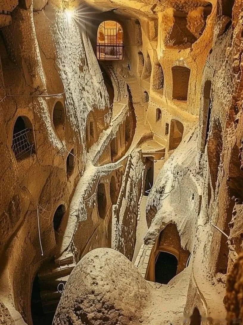 1963年土耳其，男子在家后院挖出一座地下城1963年，土耳其的卡帕多奇亚高原上