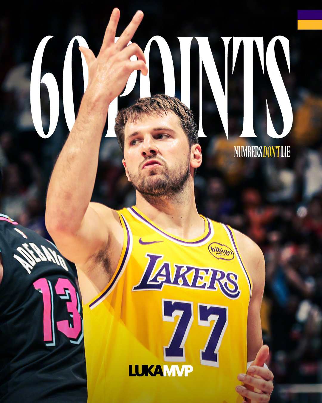 自科比退役战以来，首位单场60+的湖人球员💜💛湖人8连胜 东契奇60分 东契