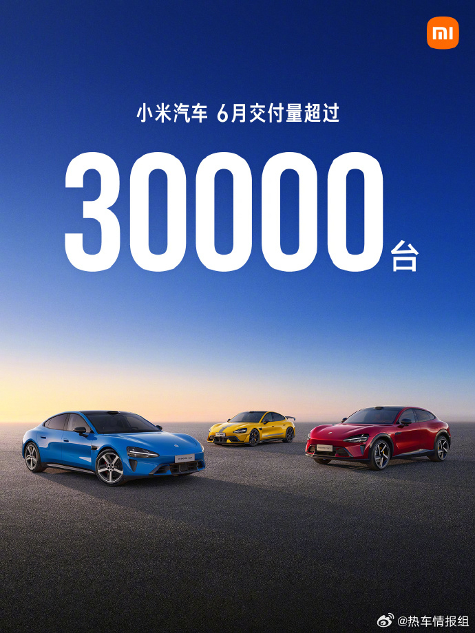 7 月 1 日消息，今天上午，小米汽车官微宣布：2026 年 6 月，小米汽车交