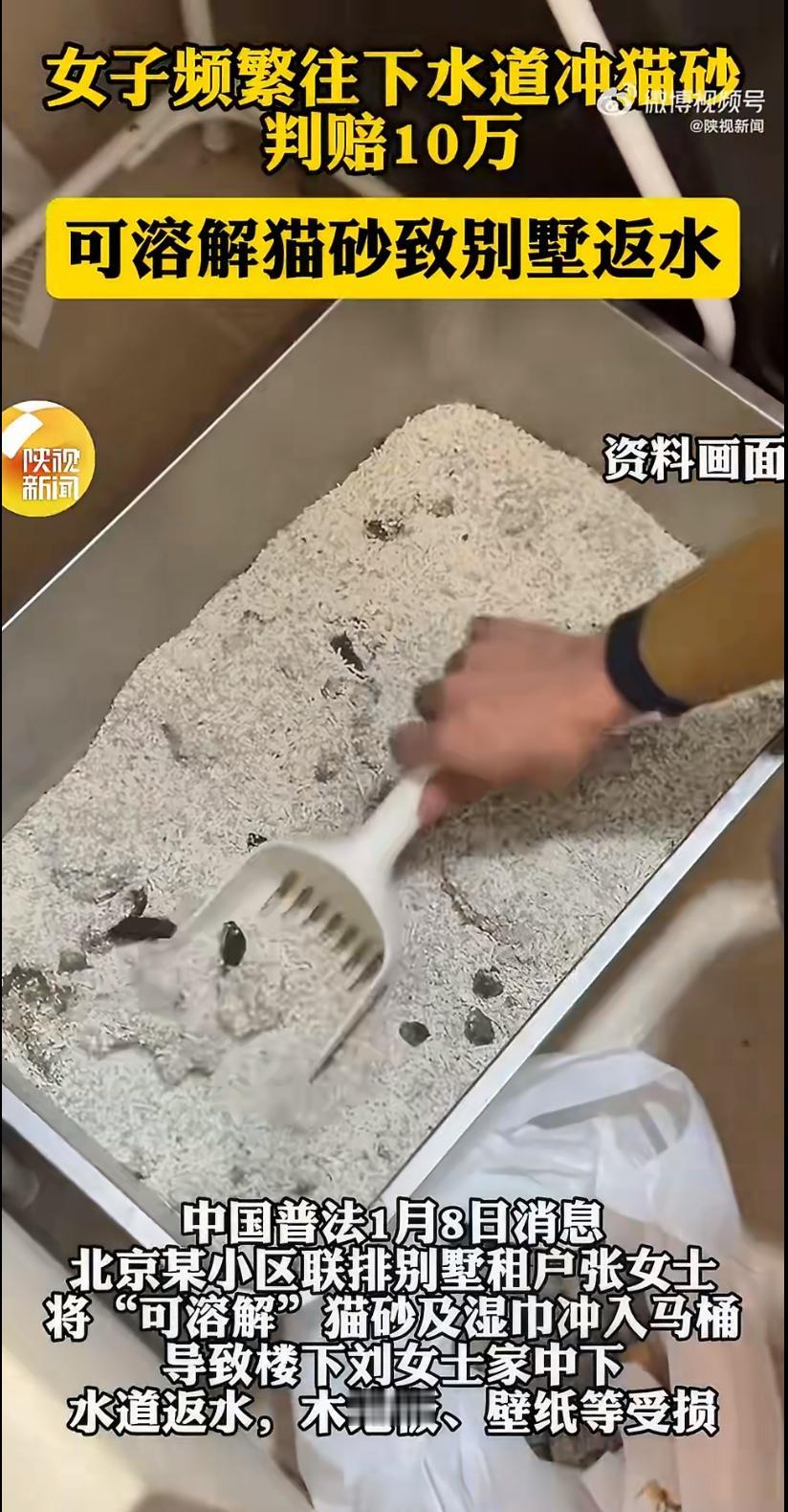 近日，北京昌平法院的一则判决引发热议：女子张女士因频繁将猫砂冲入下水道，导致楼下