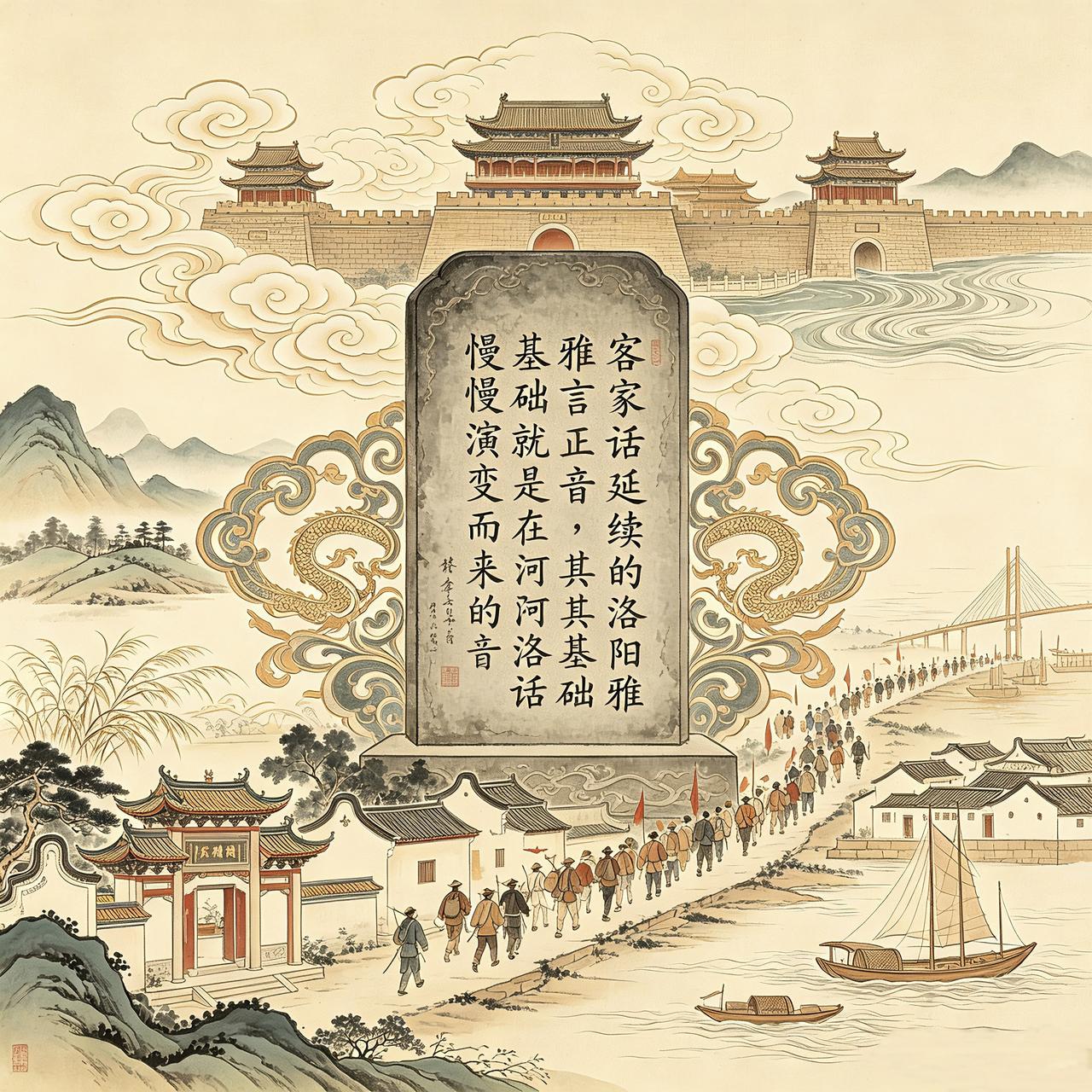 客家人，世代延续着古代“河洛话”(雅言)的口音标准。客家话，也就是基于古代洛阳话