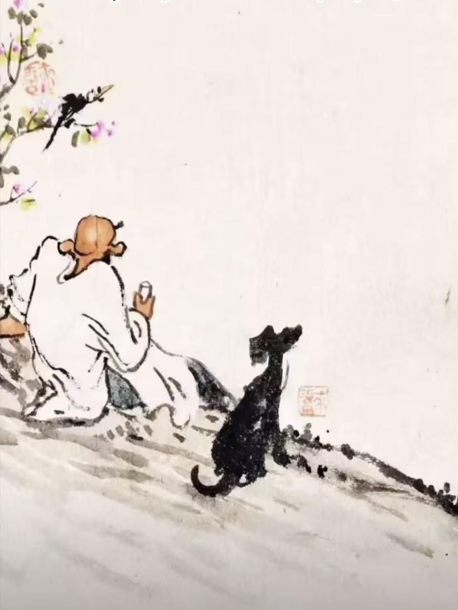 题画
坡上自酌槐老头，
兴来独往意悠悠。
清风福喜常相伴，
淡看浮生无所求。