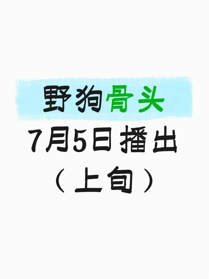 野狗骨头七月暑假档已定，大概率在7.5野狗骨头｜ 