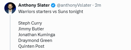 对太阳巴特勒依旧出战，首发出炉金州勇士 ​​​