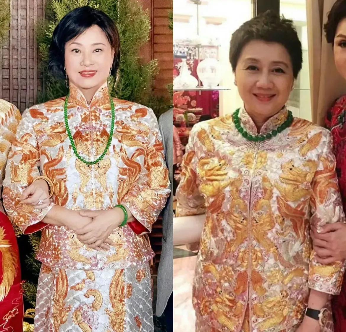 同样是嫁女儿，赌王三太和四太都戴着翡翠项链，高下立见。

三太陈婉珍戴的翡翠项链