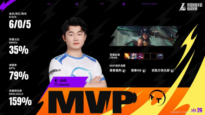 2026WRL夏季赛第一场，第一局：WBG 0-1 TTMVP：TT.niuni