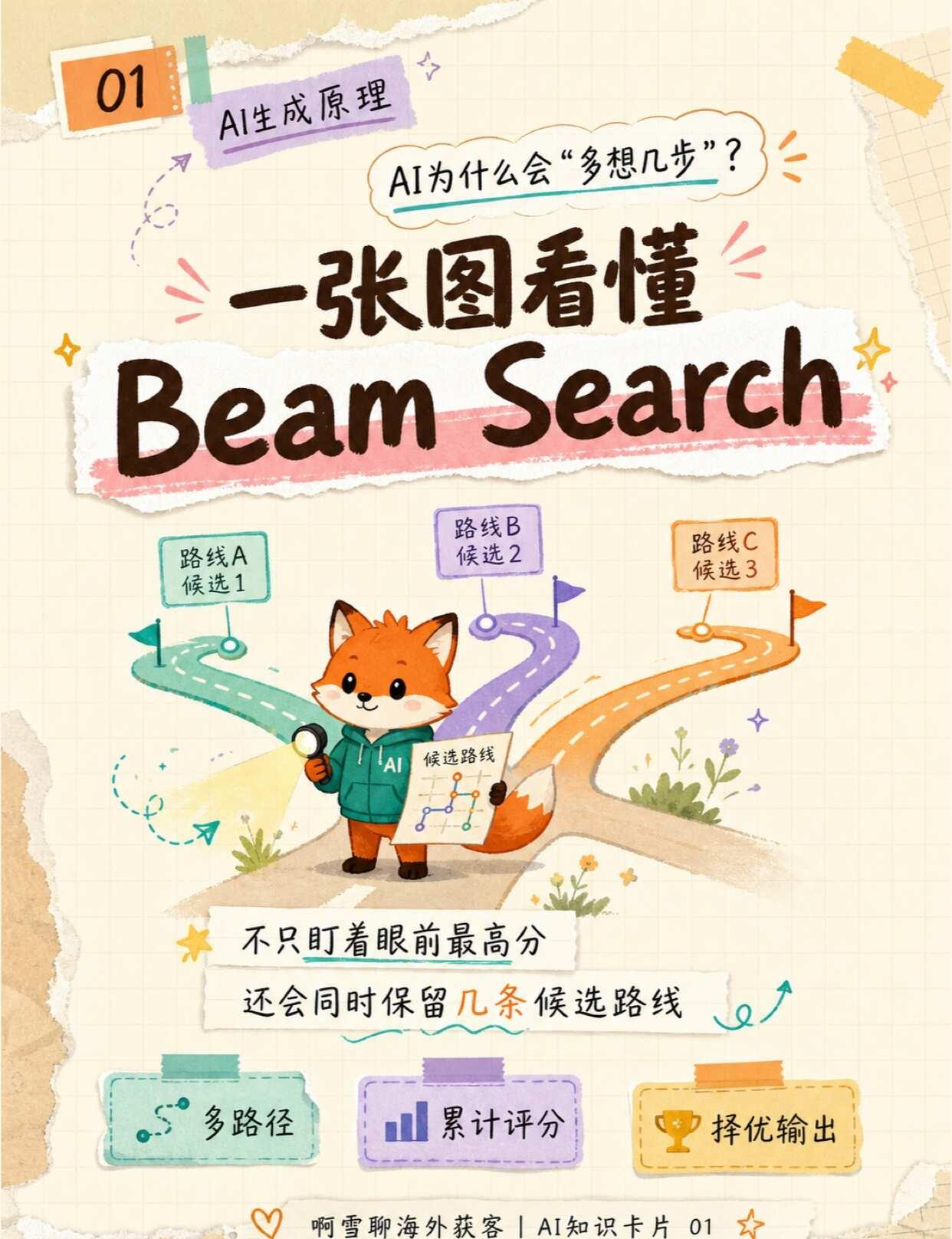 Beam Search到底是什么？一组图看懂
你有没有想过：AI生成一句话时，为