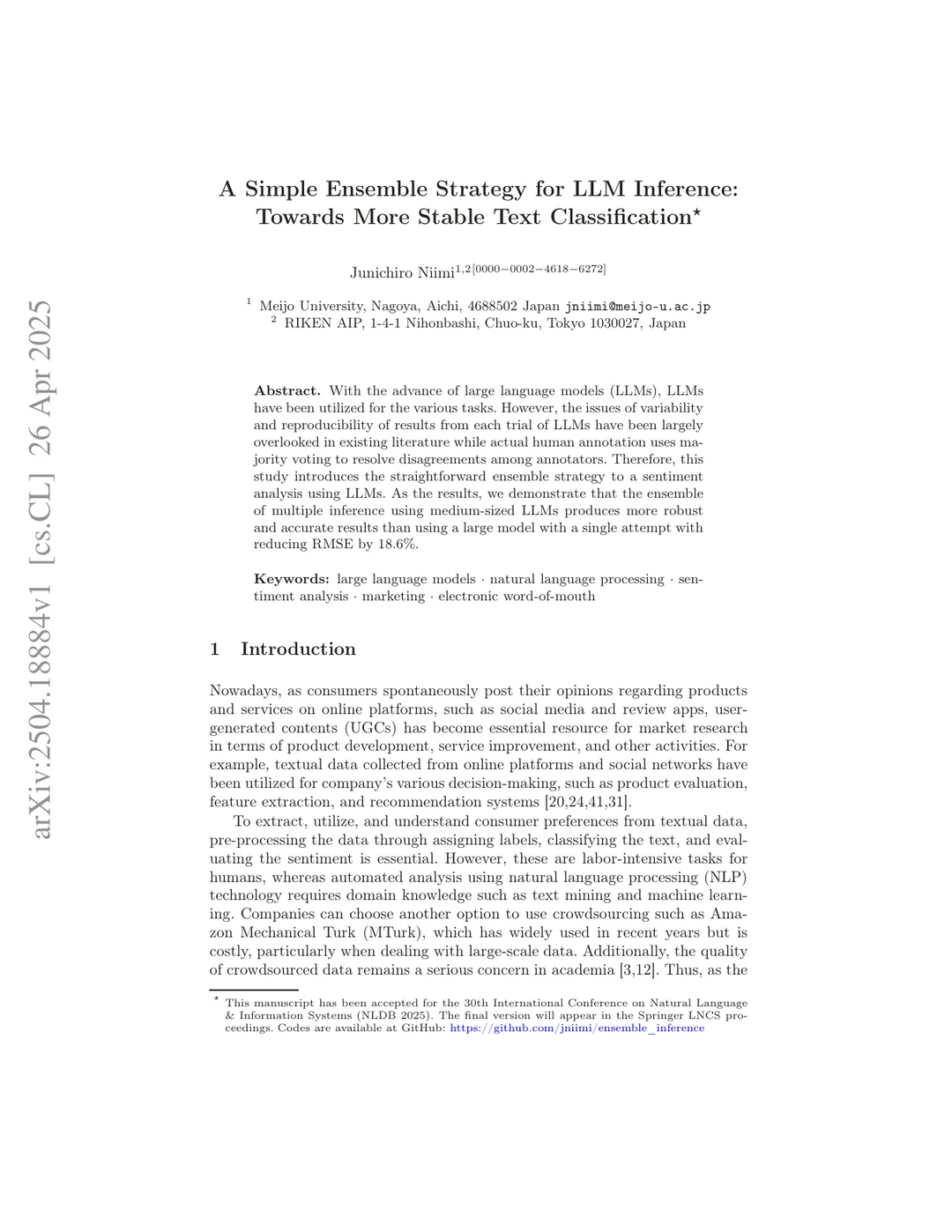 llm ensemble: boosting sentiment analysi