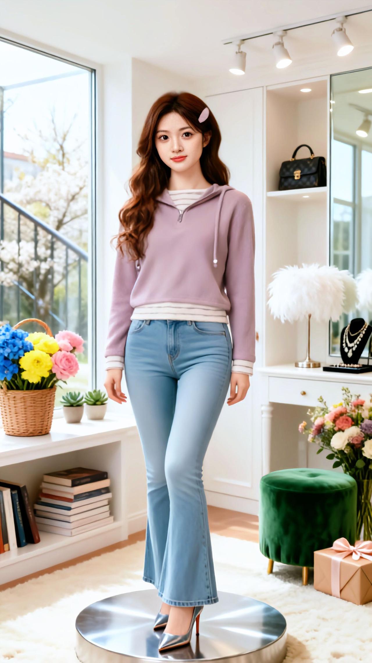 微胖女生怎么穿出高级感 弹力显瘦提臀喇叭长裤 梨形身材时尚密码 胖妞穿搭 微胖的