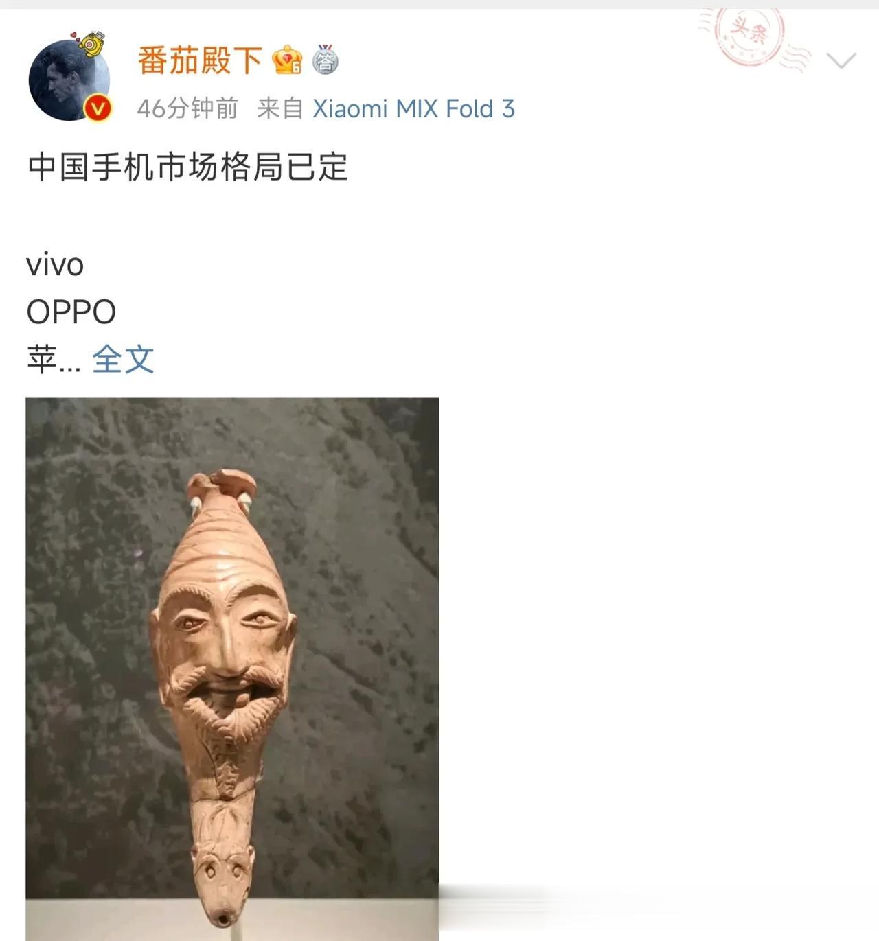 中国手机市场格局已定：拦都拦不住的那种。
vivo
OPPO
苹果
荣耀
小米
