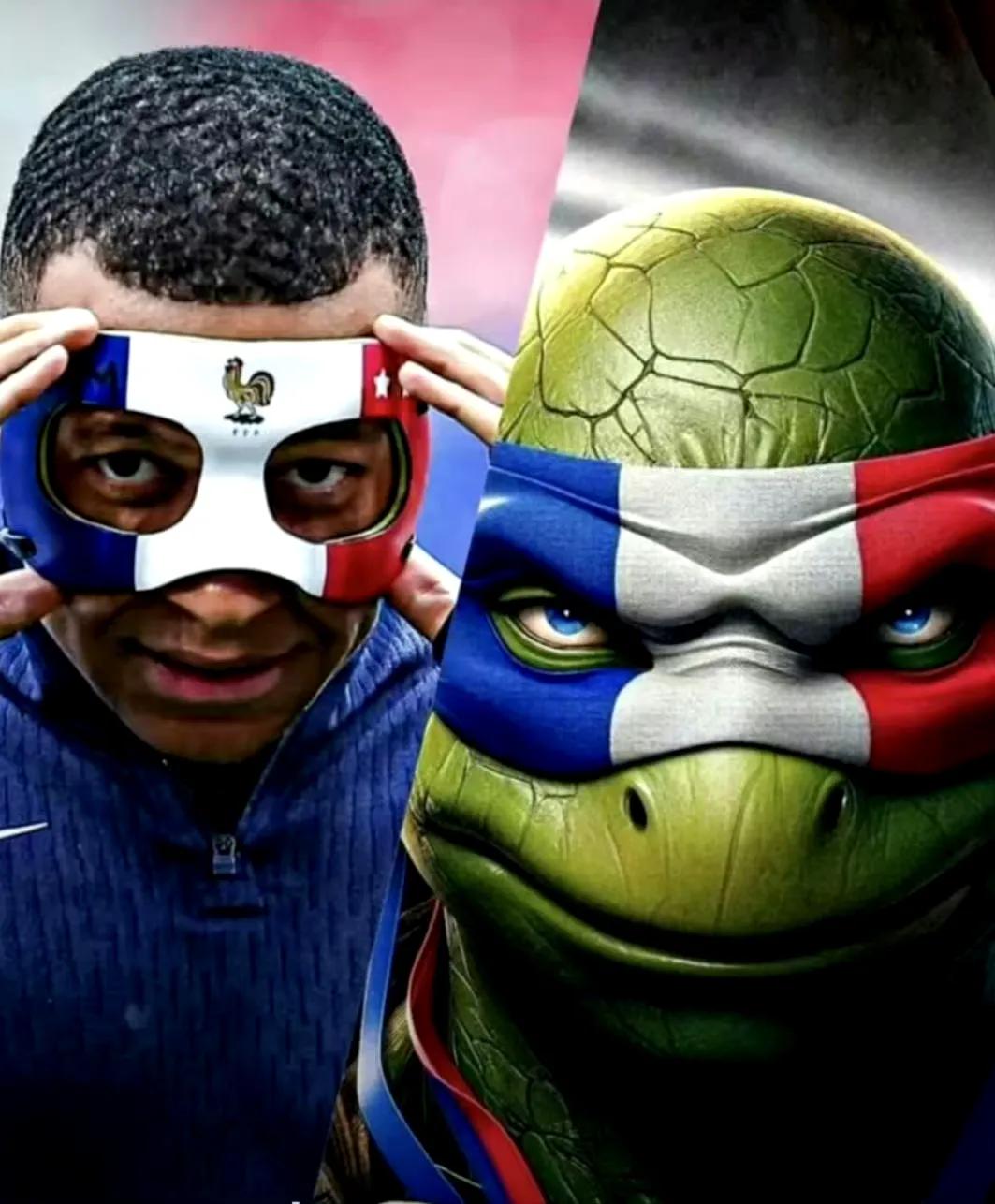 神龟终于要变身了[大金牙]！首战因鼻子受伤的姆巴佩戴上了护具进行训练，不得不说这