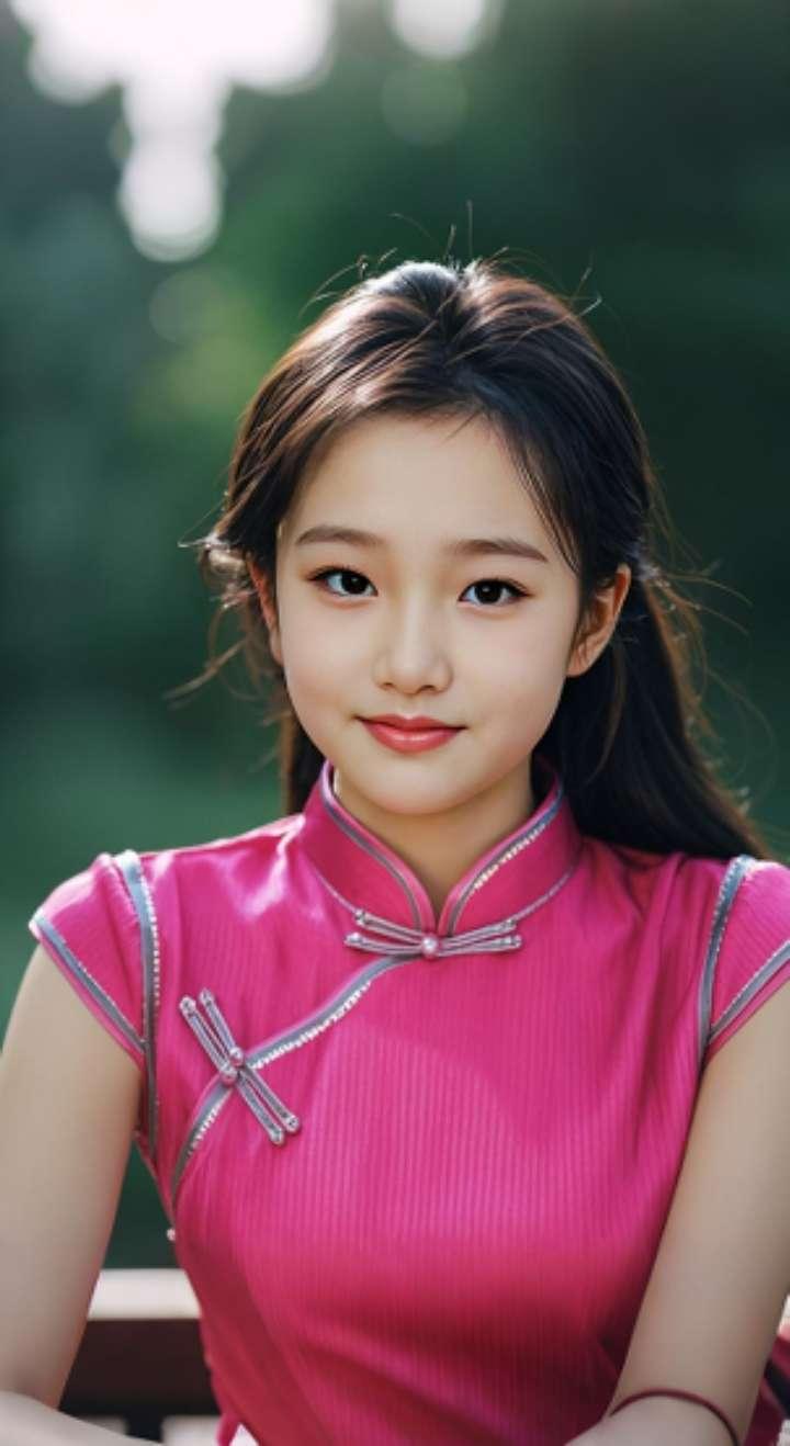 AI扩图 AI艳粉微笑