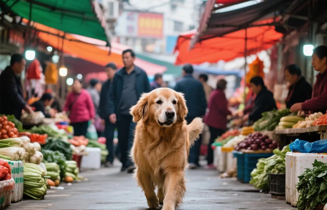 某小区一只金毛犬因主动“打招呼”、帮邻居“看”菜、陪孩子玩，成功俘获全小区芳心，