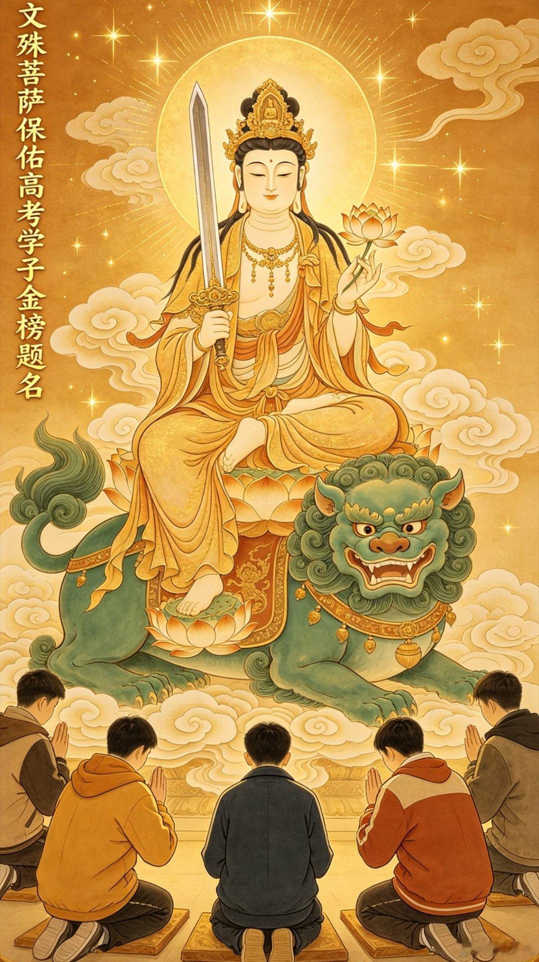 文殊菩萨：保佑孩子们金榜题名！高考加油