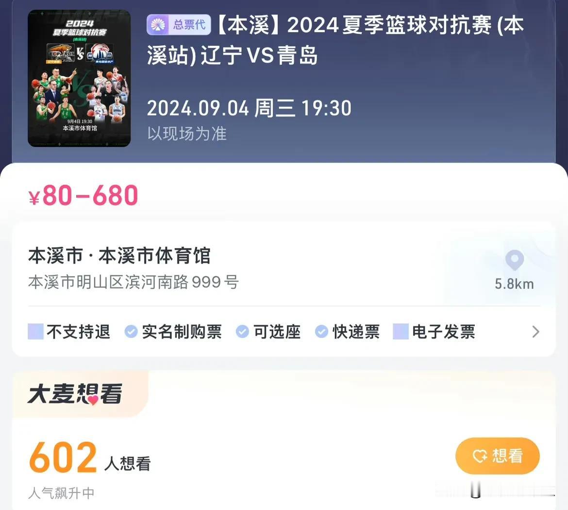 应该是受到交易风波的影响，辽篮本溪热身赛的票房遭到冷遇
