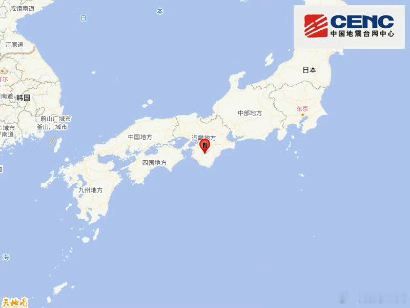 地震快讯中国地震台网正式测定：05月02日17时28分在日本本州岛（北纬34.0