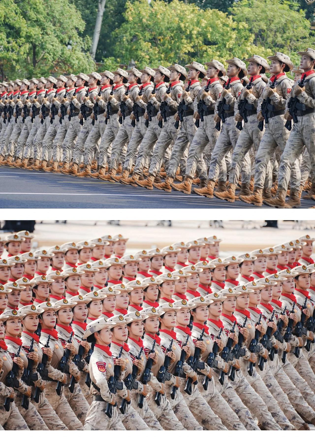 本次九三阅兵，民兵是兵味最足、最飒的一次。21式蛙服、臂章、嵌帽徽的奔尼帽、半指
