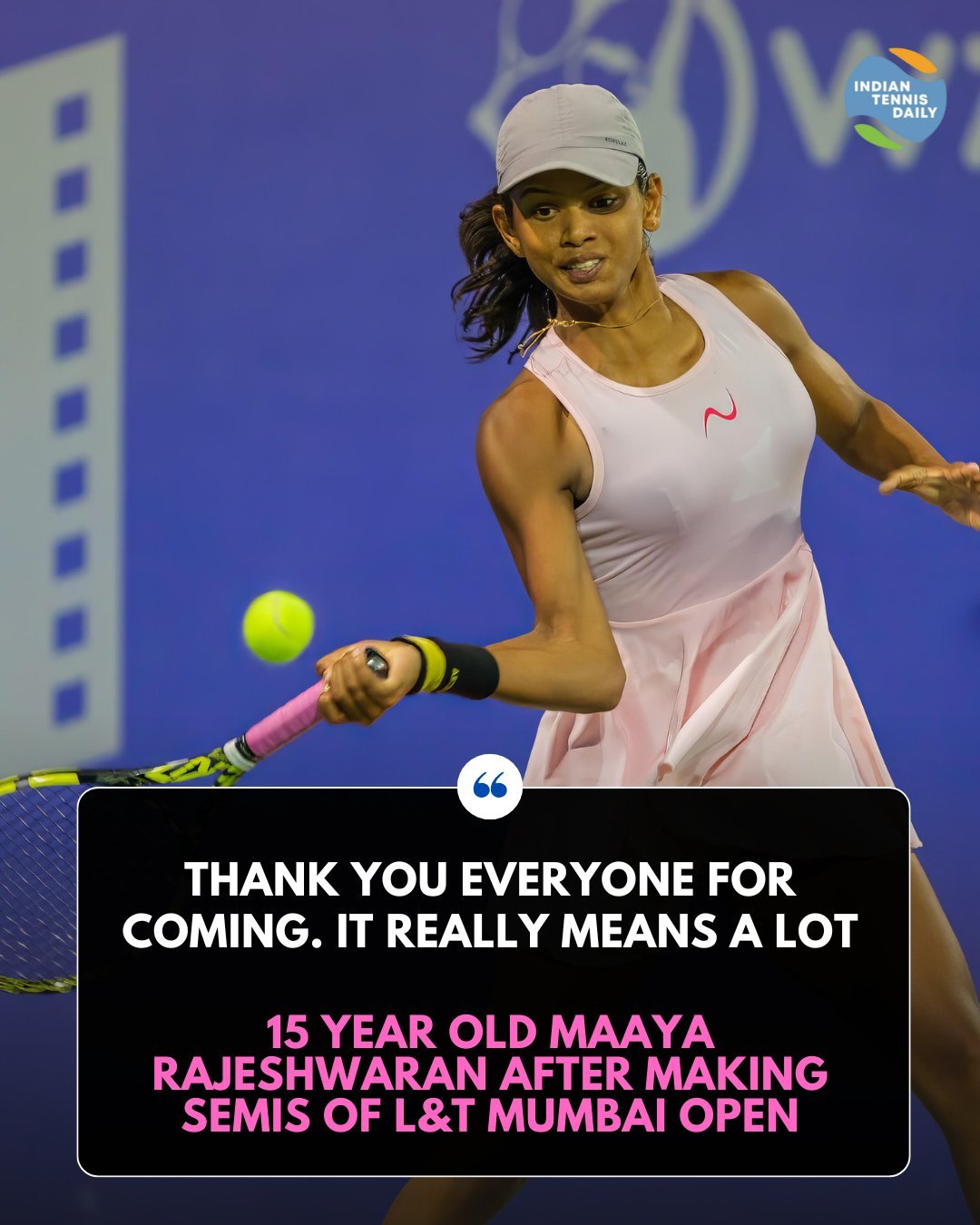本周在孟买WTA125赛，15岁的东道主球员Maaya Rajeshwaran 