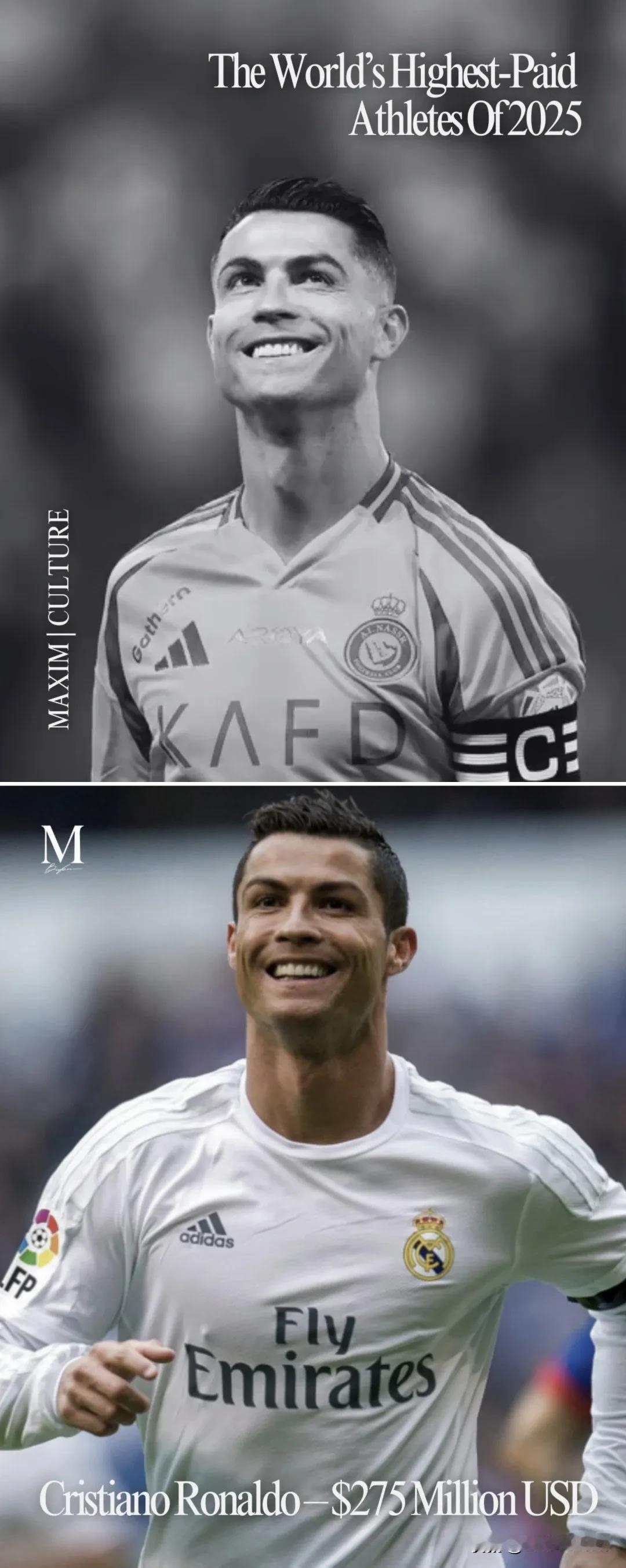大钱，大名！
葡萄牙足球运动员克里斯蒂亚诺·罗纳尔多(Cristiano Ron