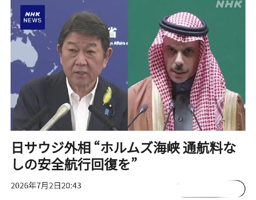 日本外相与沙特外相表示：“应恢复霍尔木兹海峡免收通行费的安全航行”
      